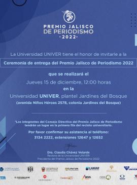 Ceremonia de Premiación del Premio Jalisco de Periodismo 2022